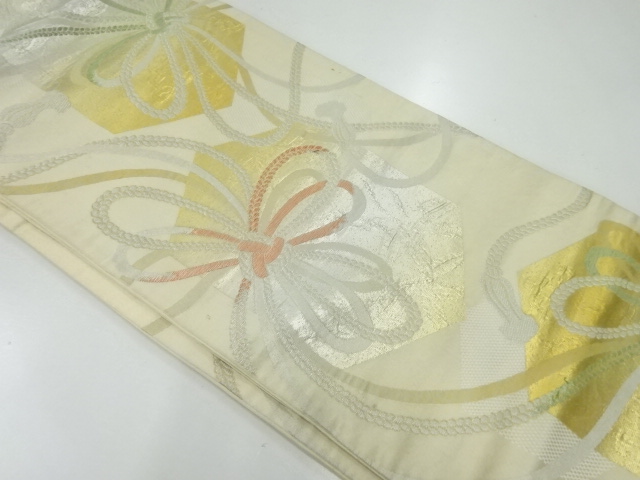 アンティーク　亀甲に組紐模様織出し袋帯（材料）